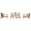 Direct Wicker 4 PCS Acacia  Patio Furniture Set with  Cushions and Coffee Table
