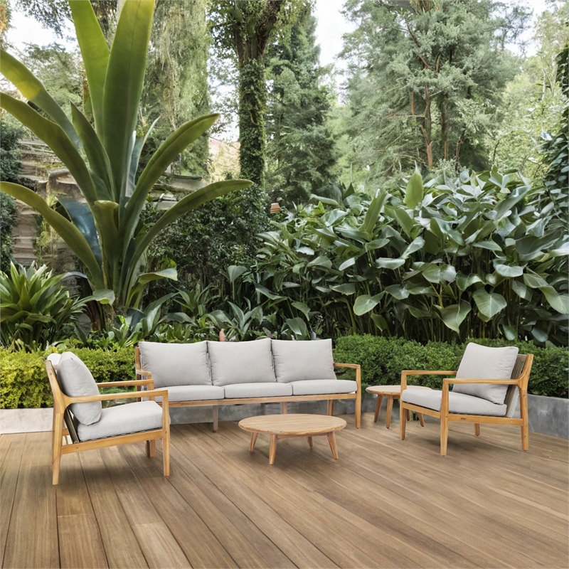 Direct Wicker 5 PCS Acacia  Patio Furniture Set with  Cushions and Coffee Table
