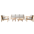 Direct Wicker 5 PCS Acacia  Patio Furniture Set with  Cushions and Coffee Table