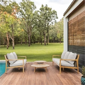 Direct Wicker 5-Person Outdoor Patio Sectional Sofa Set with Acacia Wood Frame