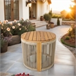Direct Wicker Outdoor Round SideTable -Rope Woven design with Acacia Wood Top