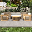 Direct Wicker 4-Piece Patio Conversation Set with Acacia Wood Frame & Cushions