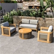 Direct Wicker 4-Piece Patio Conversation Set with Acacia Wood Frame & Cushions