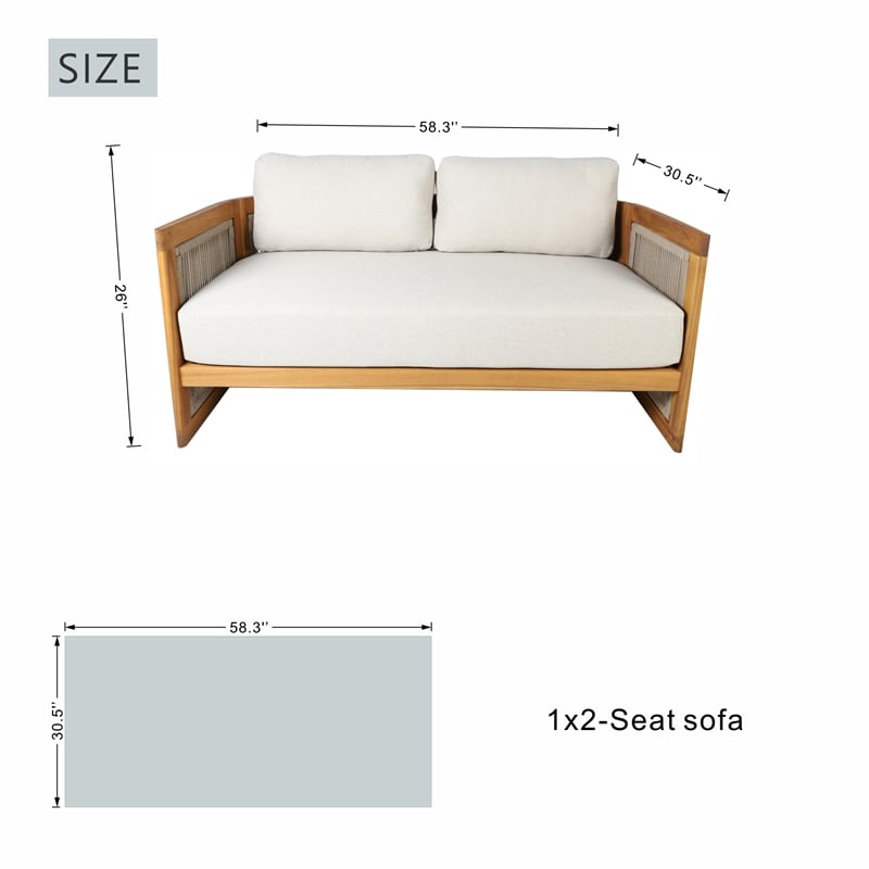 Direct Wicker 4-Piece Patio Conversation Set with Acacia Wood Frame & Cushions