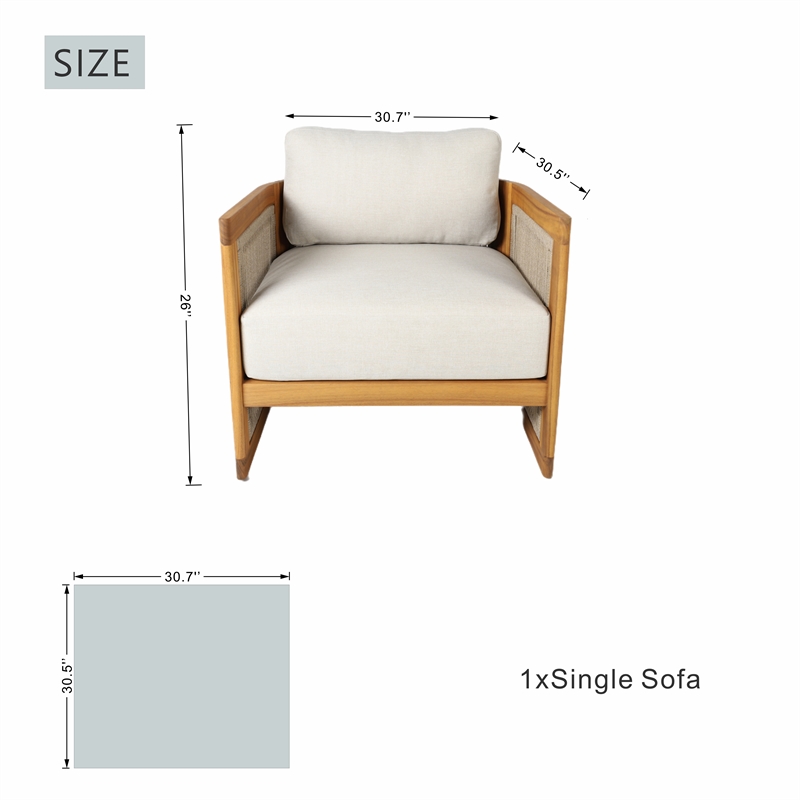Direct Wicker 4-Piece Patio Conversation Set with Acacia Wood Frame & Cushions