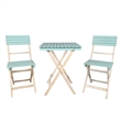 Direct Wicker Outdoor Folding Bistro Set with 2 Chairs and Coffee Table(Blue)