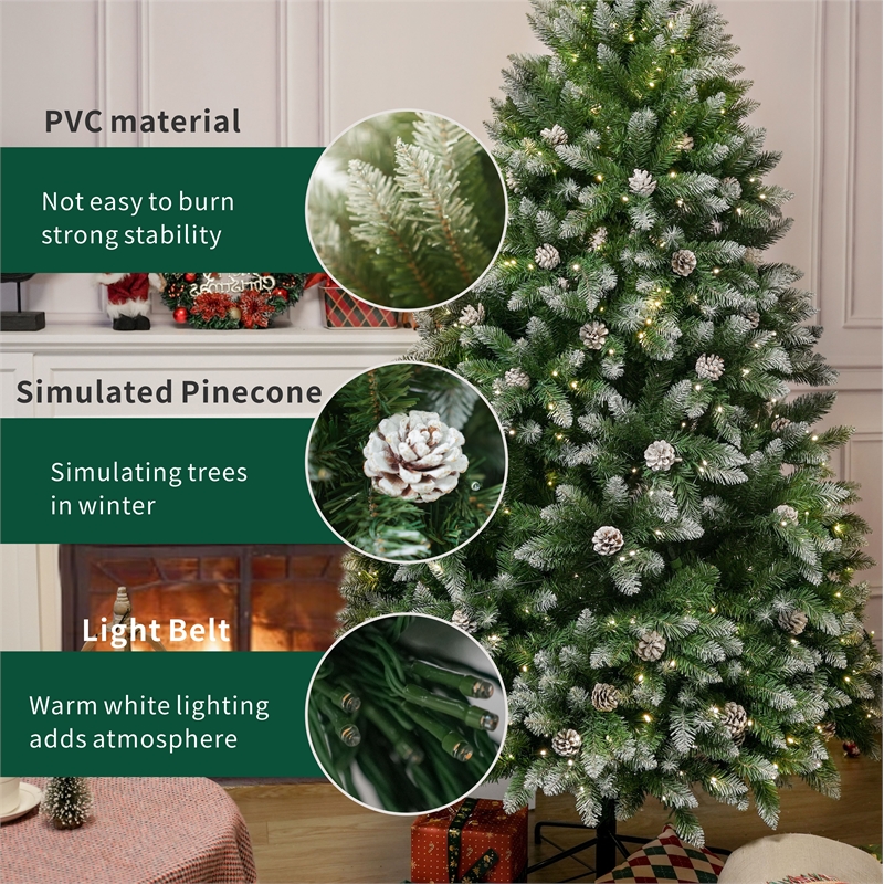 Direct Wicker 6 ft Pre-Lit Christmas Tree with 400 LED Lights & 60 Pine Cones