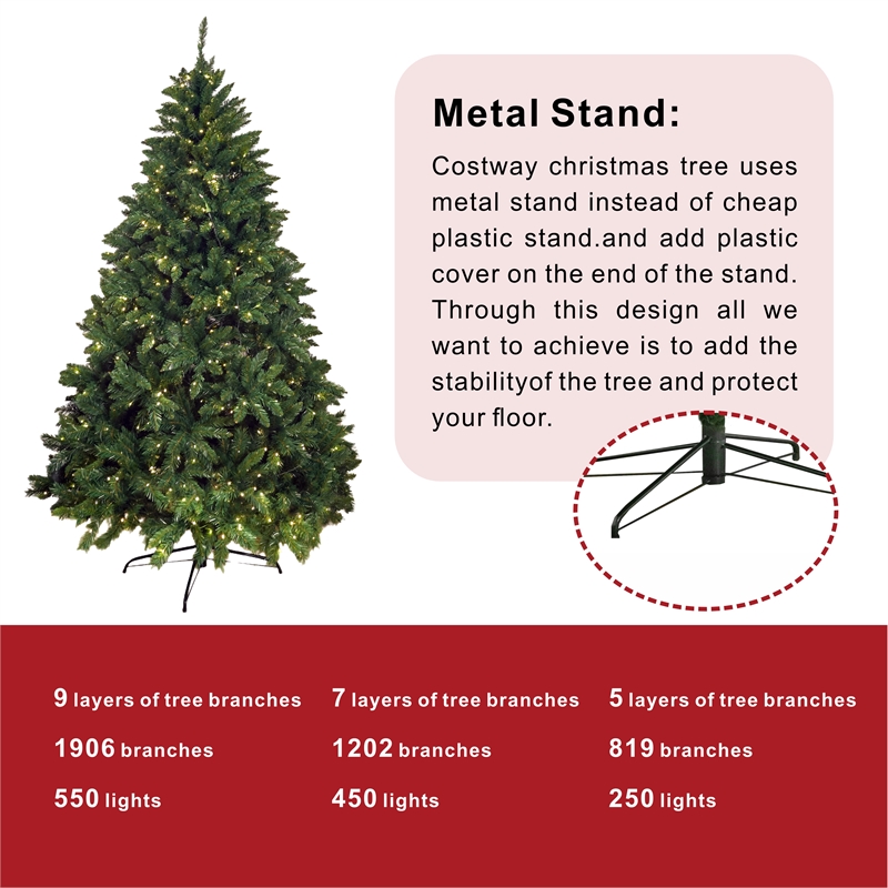 Direct Wicker 6FT Pre-Lit Christmas Tree With 450 LED Lights & Metal Stand