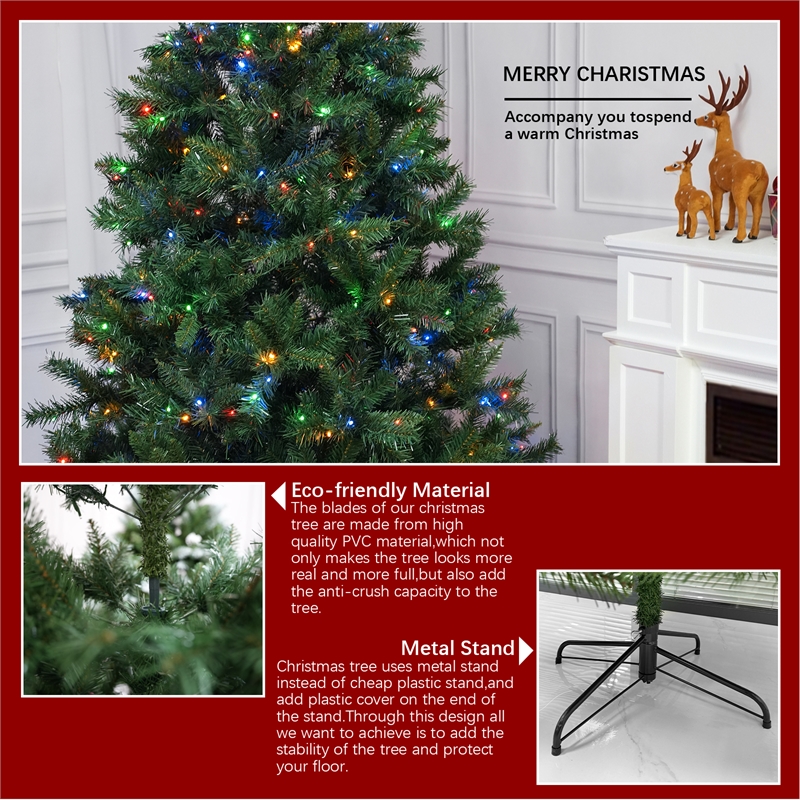 Direct Wicker 7Ft Pre-Lit Christmas Tree with 450 Color-Changing LED Lights