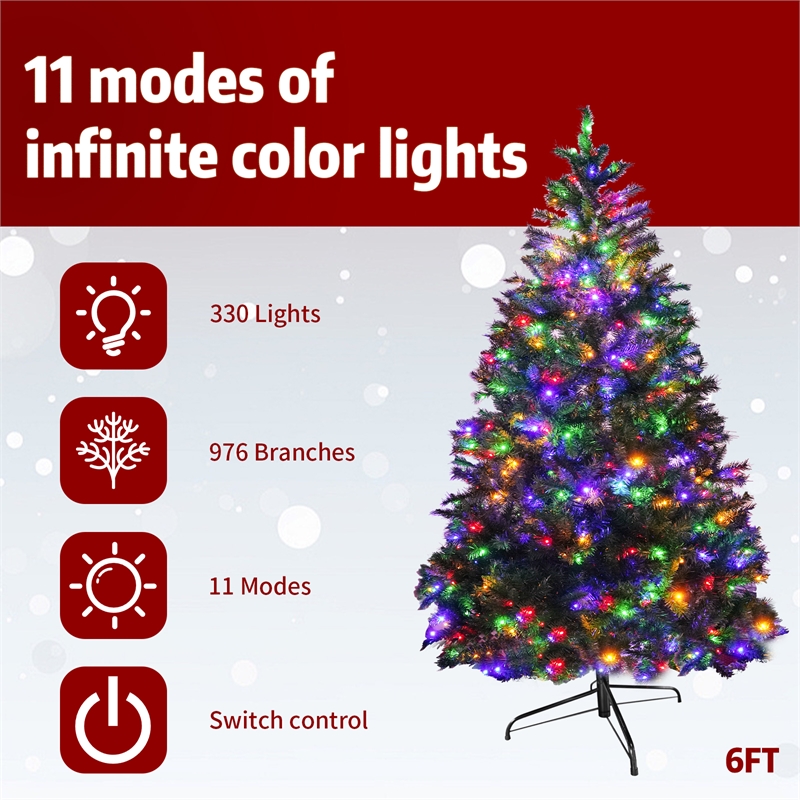 Direct Wicker 7Ft Pre-Lit Christmas Tree with 450 Color-Changing LED Lights