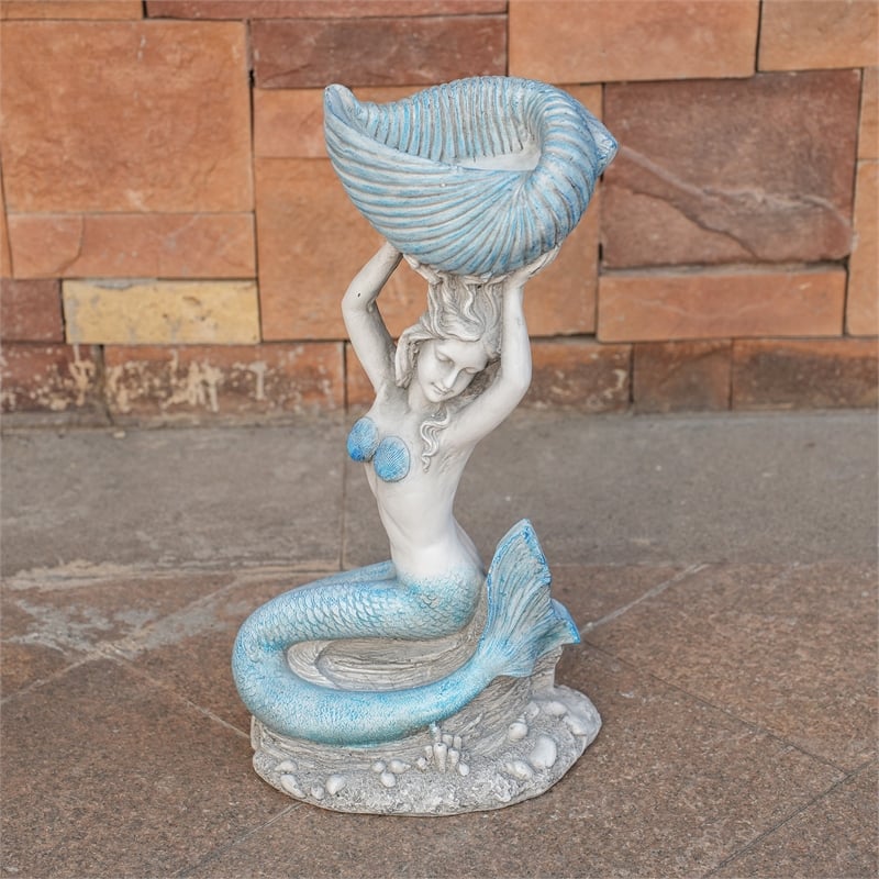 Ocean Style 11.61' x 7.68' x 23.23' Magnesium Oxide Mermaid Statue