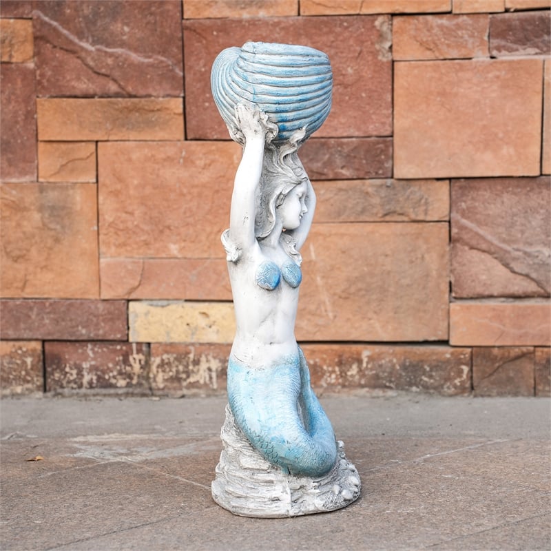 Ocean Style 11.61' x 7.68' x 23.23' Magnesium Oxide Mermaid Statue
