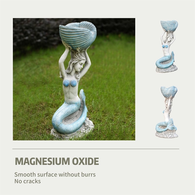 Ocean Style 11.61' x 7.68' x 23.23' Magnesium Oxide Mermaid Statue