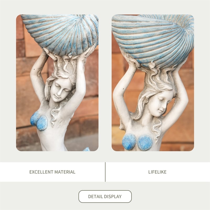 Ocean Style 11.61' x 7.68' x 23.23' Magnesium Oxide Mermaid Statue