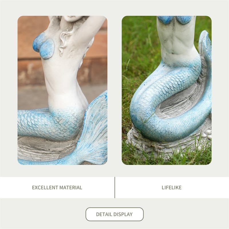 Ocean Style 11.61' x 7.68' x 23.23' Magnesium Oxide Mermaid Statue