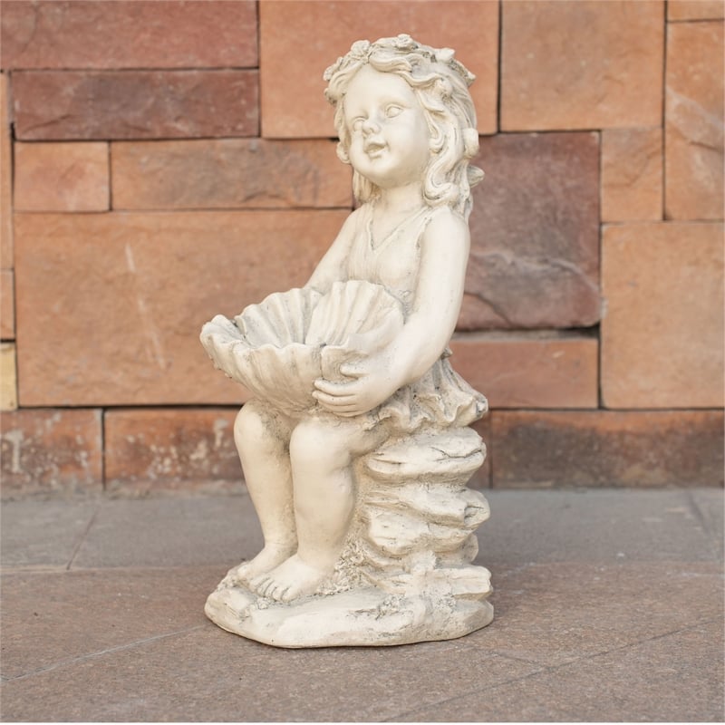19.29' Tall Magnesium Oxide Angel Little Girl Statue Sculpture Art