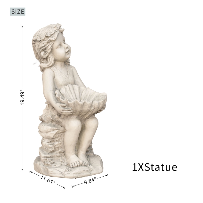 19.29' Tall Magnesium Oxide Angel Little Girl Statue Sculpture Art