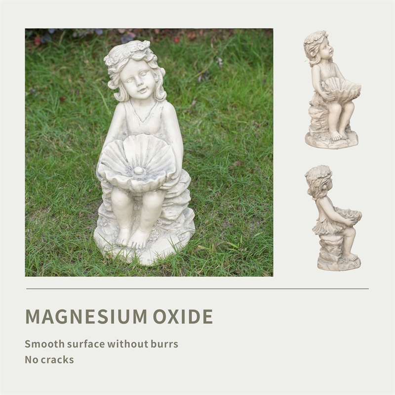 19.29' Tall Magnesium Oxide Angel Little Girl Statue Sculpture Art