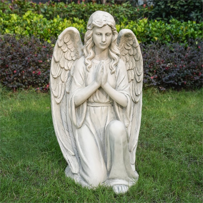 Magnesium Oxide 26.77' Kneeling Angel Statue Sculpture-Handcrafted Art