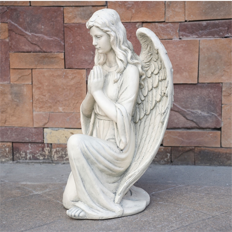 Magnesium Oxide 26.77' Kneeling Angel Statue Sculpture-Handcrafted Art