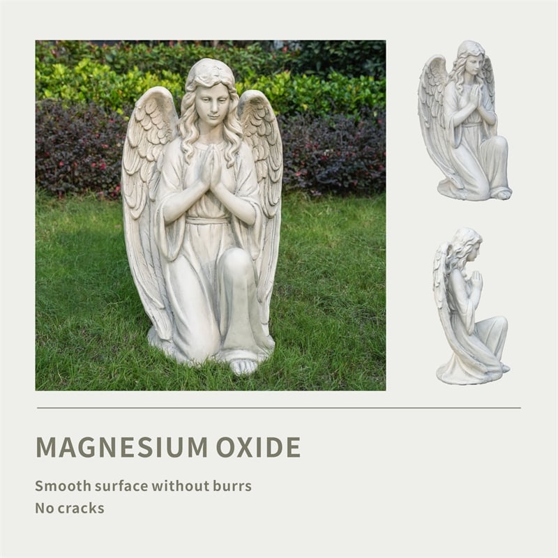 Magnesium Oxide 26.77' Kneeling Angel Statue Sculpture-Handcrafted Art