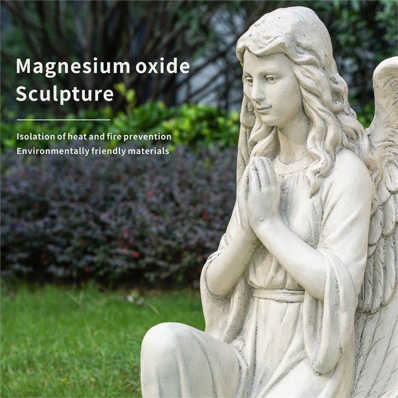 Magnesium Oxide 26.77' Kneeling Angel Statue Sculpture-Handcrafted Art