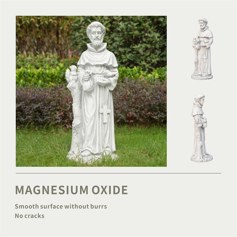 31.1' Tall Magnesium Oxide Statue St. Francis of Assisi Garden Spiritual Dcor