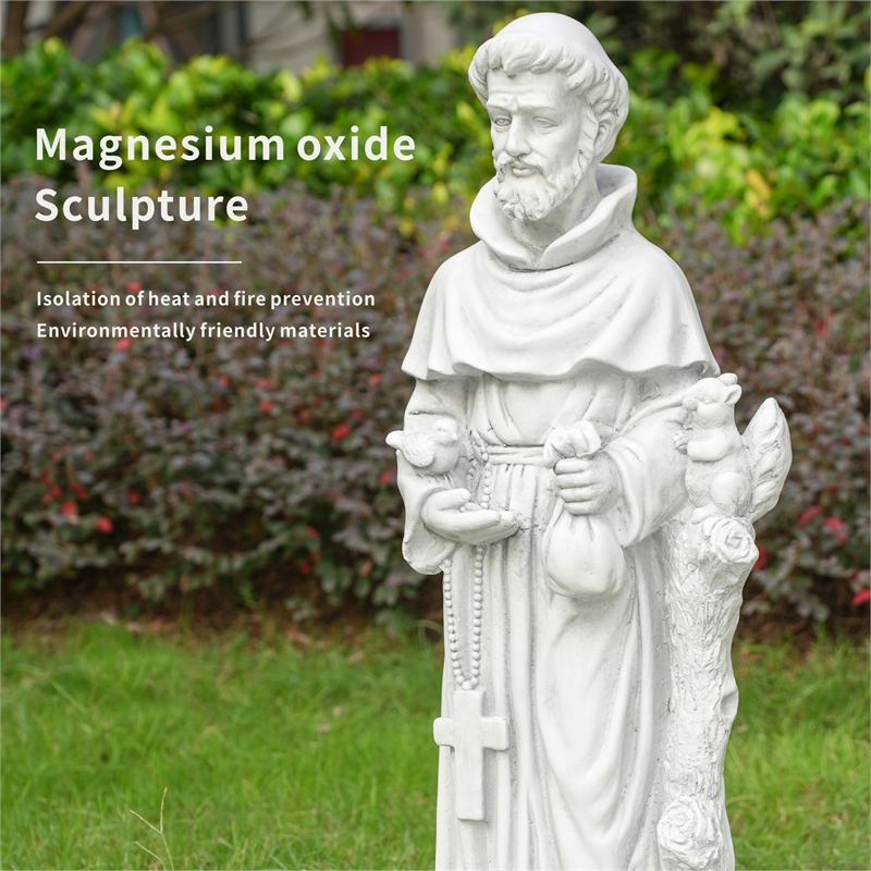 31.1' Tall Magnesium Oxide Statue St. Francis of Assisi Garden Spiritual Dcor