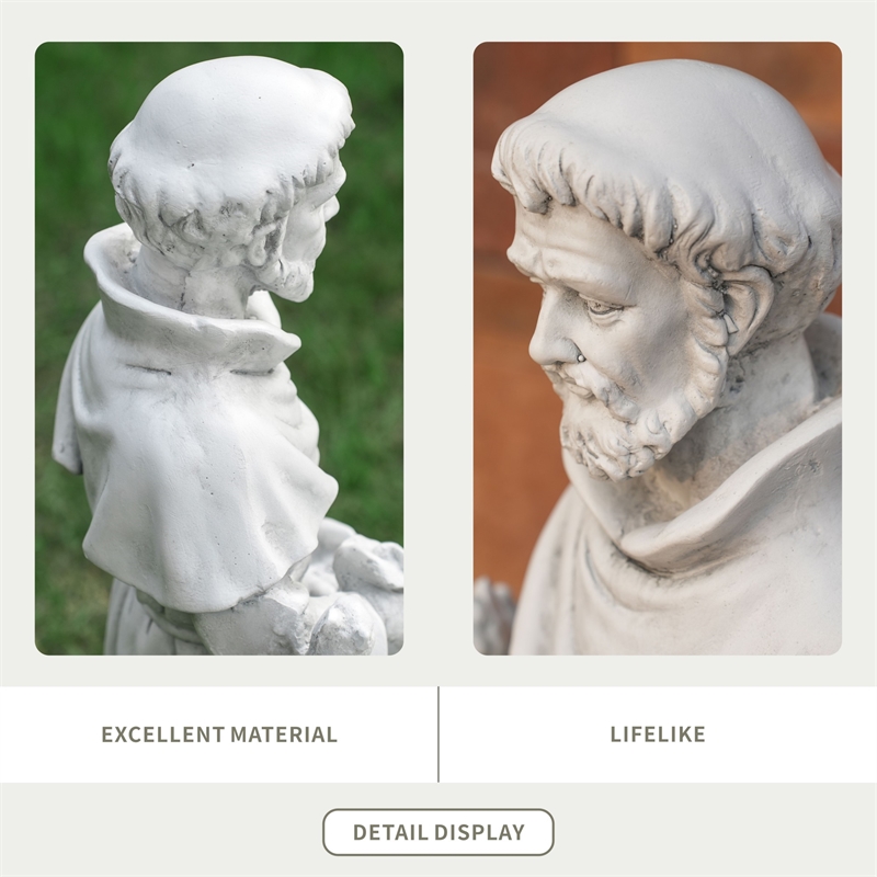 31.1' Tall Magnesium Oxide Statue St. Francis of Assisi Garden Spiritual Dcor