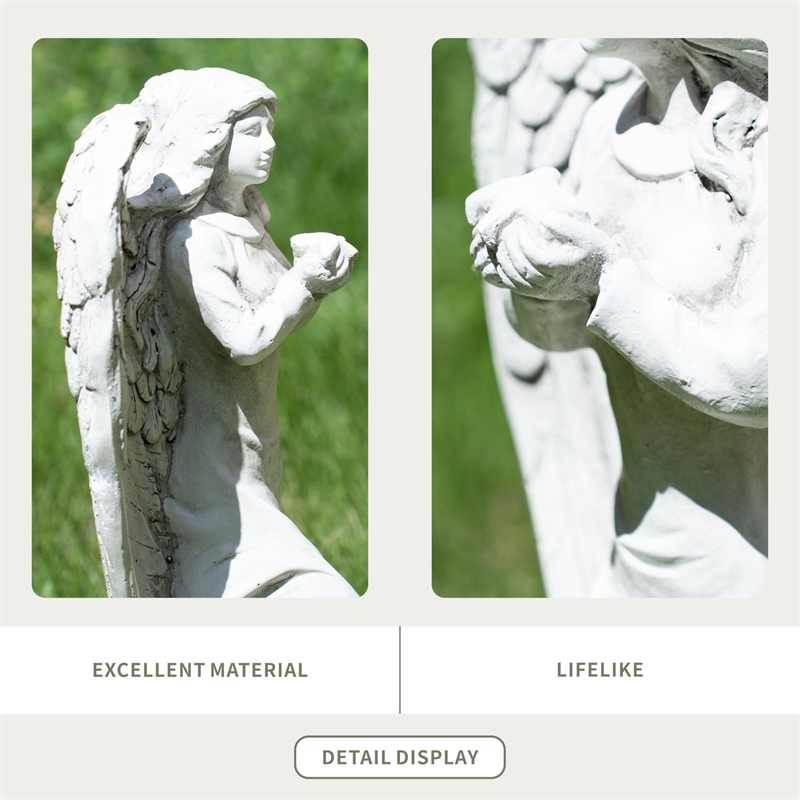 18.5' Tall Magnesium Oxide Angel Statue Sculpture Art for Indoor Garden Outdoor