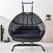 Double Wicker Outdoor Swing Egg Chair Hammock Hanging Loveseat with Stand