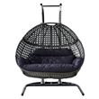 Double Wicker Outdoor Swing Egg Chair Hammock Hanging Loveseat with Stand