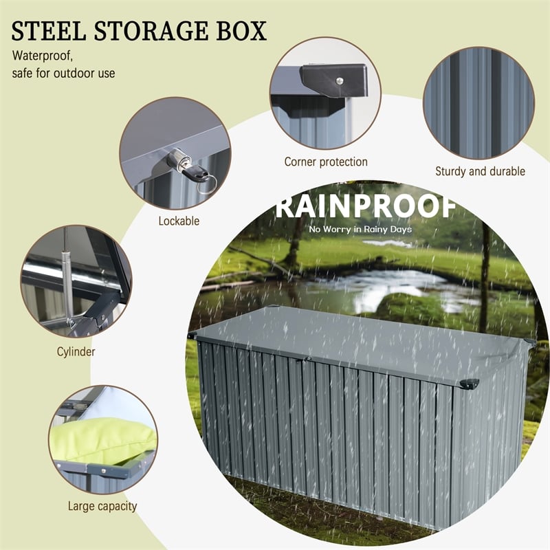 Direct Wicker 312 Gallon Black Metal Outdoor Storage Deck Box - Black
