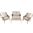 Direct Wicker 4-Piece Acacia Wood Outdoor Patio Conversation Set with Cushions
