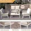 Direct Wicker 4-Piece Acacia Wood Outdoor Patio Conversation Set with Cushions