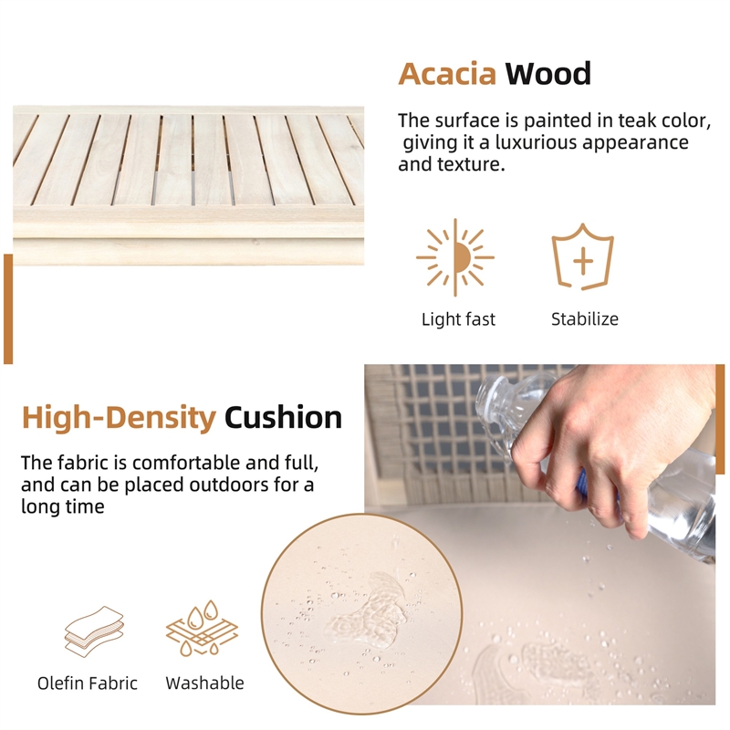 Direct Wicker 4-Piece Acacia Wood Outdoor Patio Conversation Set with Cushions