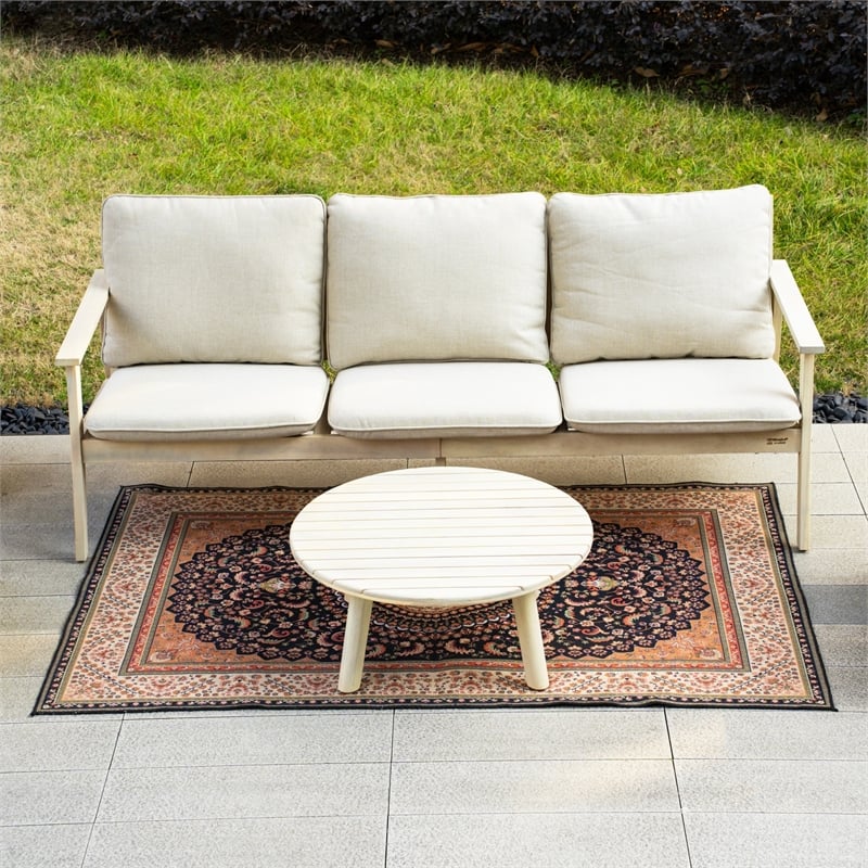 Modern 4-Piece Wooden Patio Furniture Set with Cushions & Coffee Table(Beige)