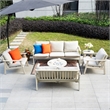 Modern 6-Piece Wooden Patio Furniture Set with Cushions & Coffee Table(Beige)
