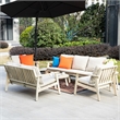 Modern 6-Piece Wooden Patio Furniture Set with Cushions & Coffee Table(Beige)