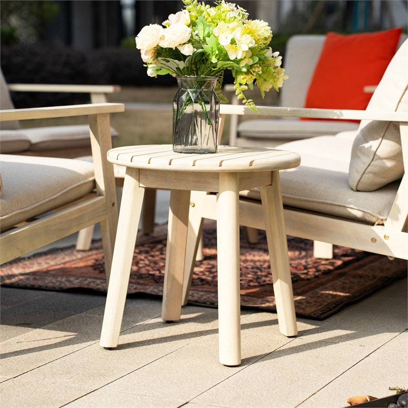 Modern 6-Piece Wooden Patio Furniture Set with Cushions & Coffee Table(Beige)