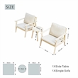 Modern 3-Piece Wooden Patio Furniture Set with Cushions & Coffee Table(Beige)