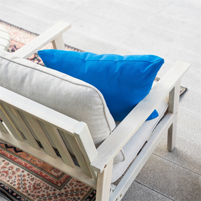 Modern 3-Piece Wooden Patio Furniture Set with Cushions & Coffee Table(Beige)