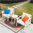 Modern 3-Piece Wooden Patio Furniture Set with Cushions & Coffee Table(Beige)