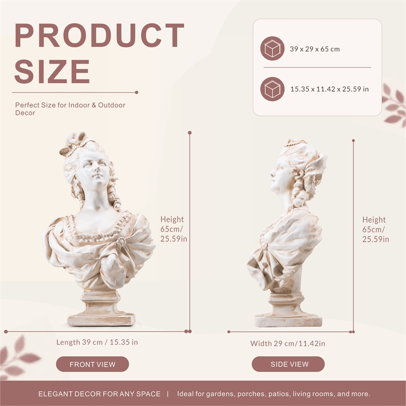 Magnesium Oxide Garden Sculpture Outdoor Decorative Statue for Patio Decor
