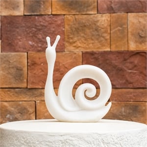White Sandstone Effect Resin Snail Statue Garden Decor Sculpture