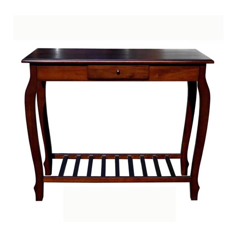 D-Art Collection Carolina Solid Mahogany Wood 1-Drawer Console Table in Brown