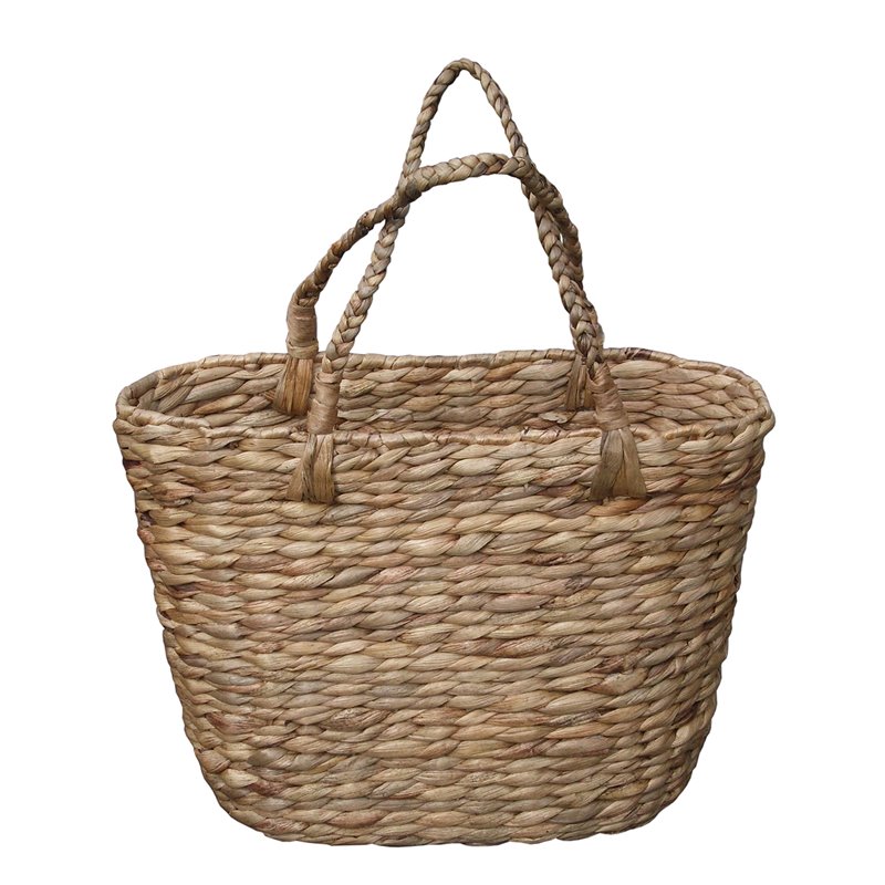 D-Art Collection Wicker/Rattan Magazine Basket with Straps in Natural