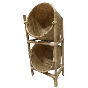 d-art collection traditional wicker/rattan 2 fruits basket in natural