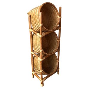 d-art collection traditional wicker/rattan 3 fruits basket in natural