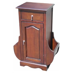 D-Art Collection Solid Mahogany Wood and Veneer Magazine Side Table - Dark Brown